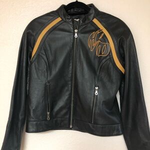 Harley-Davidson Black and Gold Leather Racing Jacket